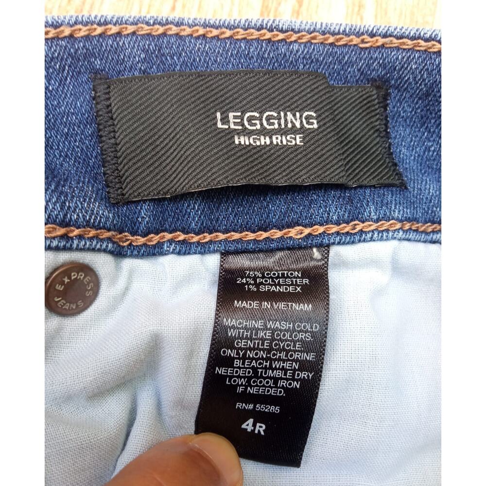 Express Jeans Women's High Rise Legging Distressed Stretch Blue Size 4 R - Picture 6 of 8